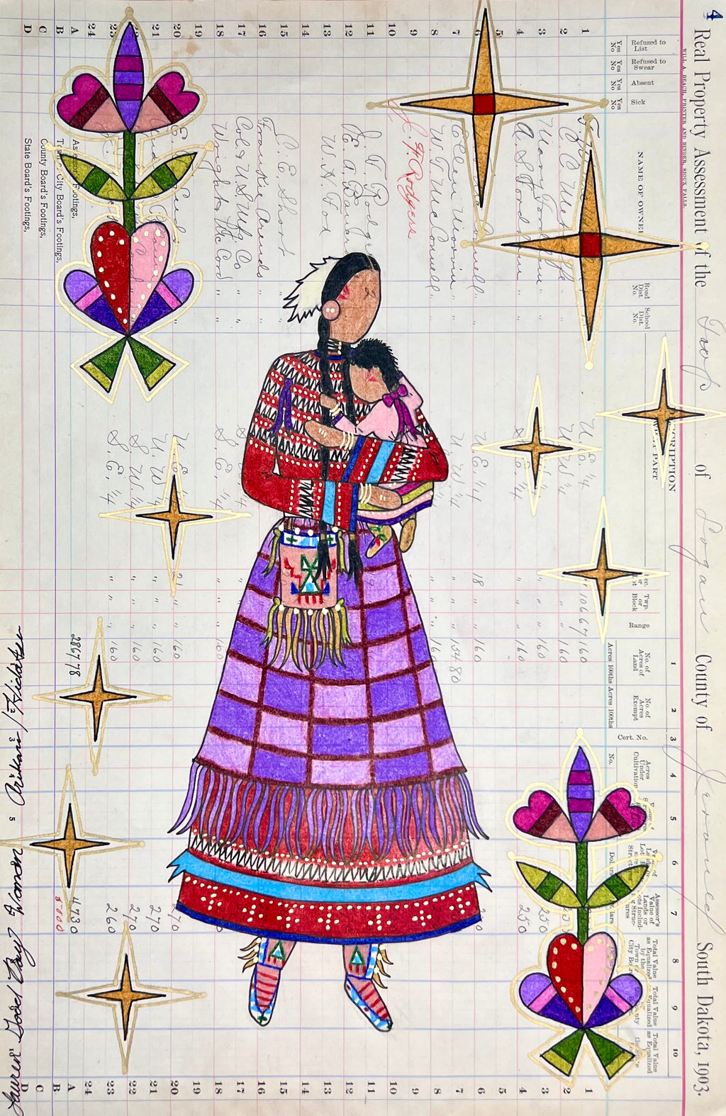 "With All My Heart & Sacred Stars" Original Ledger Drawing
