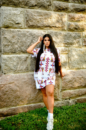 Geometric Design Tee Shirt Dress