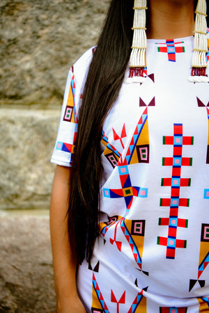 Geometric Design Tee Shirt Dress