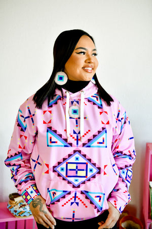 Pink Geometric Hoodie