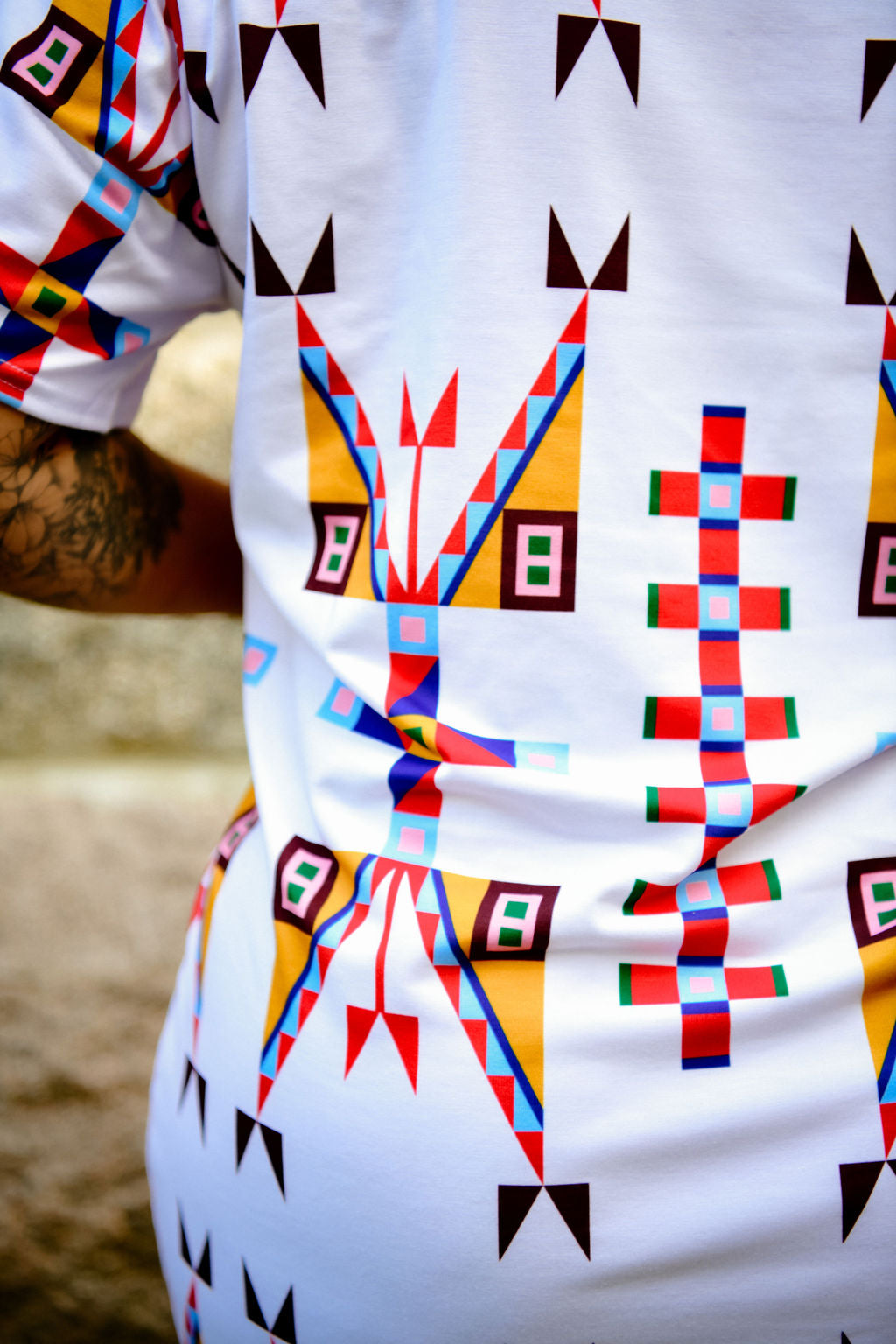 Geometric Design Tee Shirt Dress