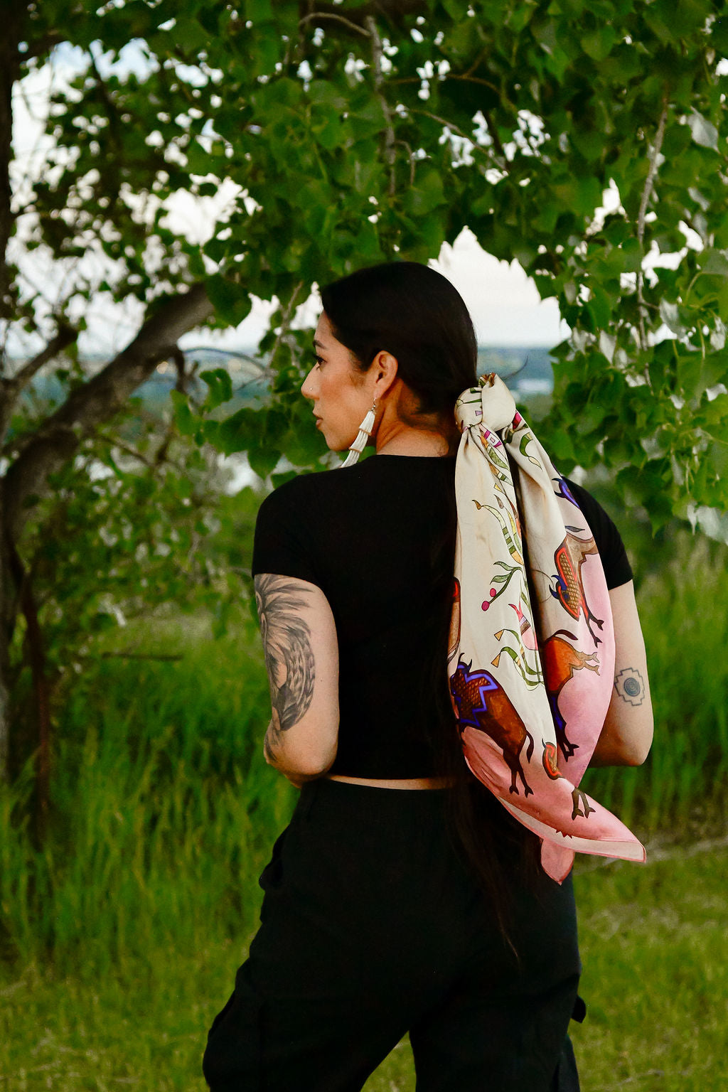 Bison Floral Silk Scarf