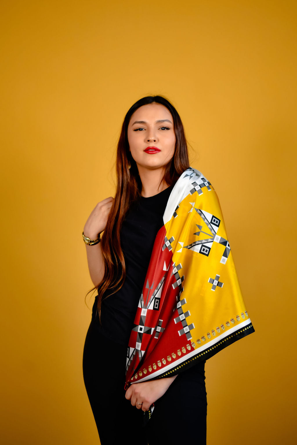 Geometric Color Block Silk Scarf – Lauren Good Day display picture 2