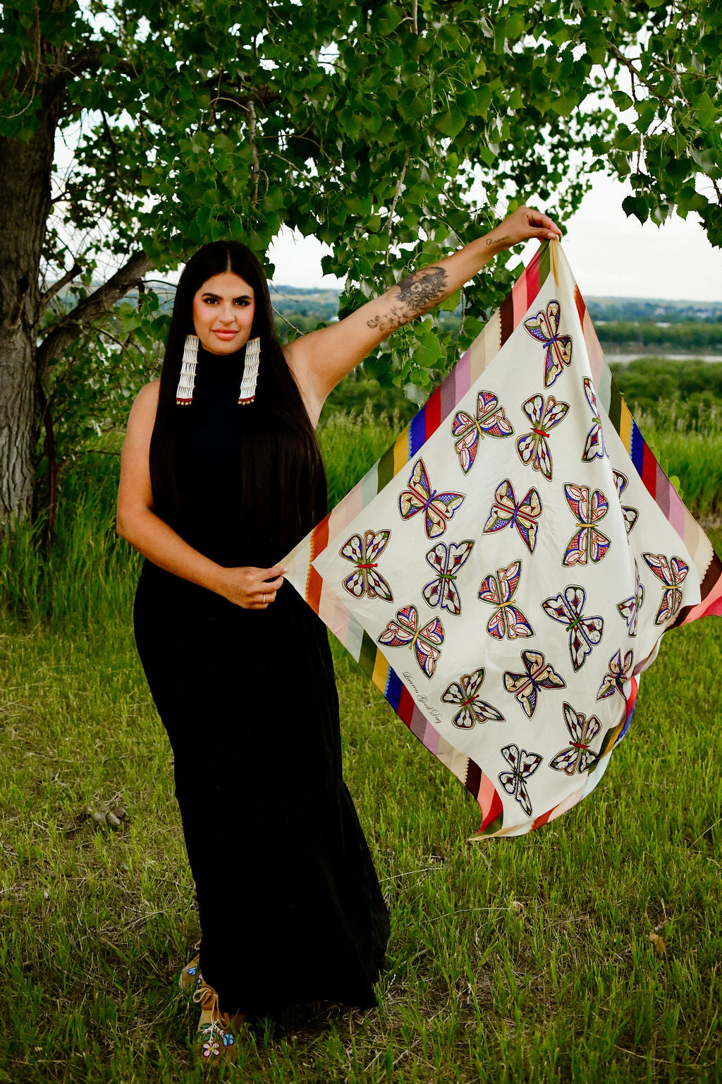 Parfleche Butterfly Silk Scarf