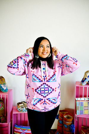 Pink Geometric Hoodie