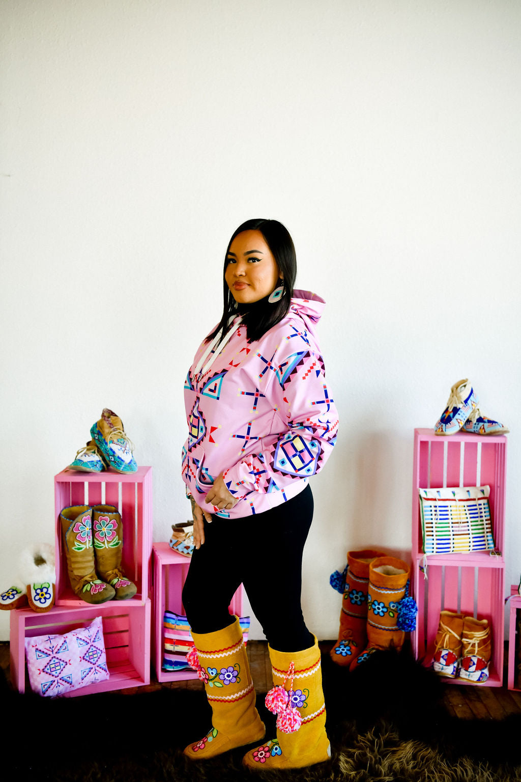 Pink Geometric Hoodie