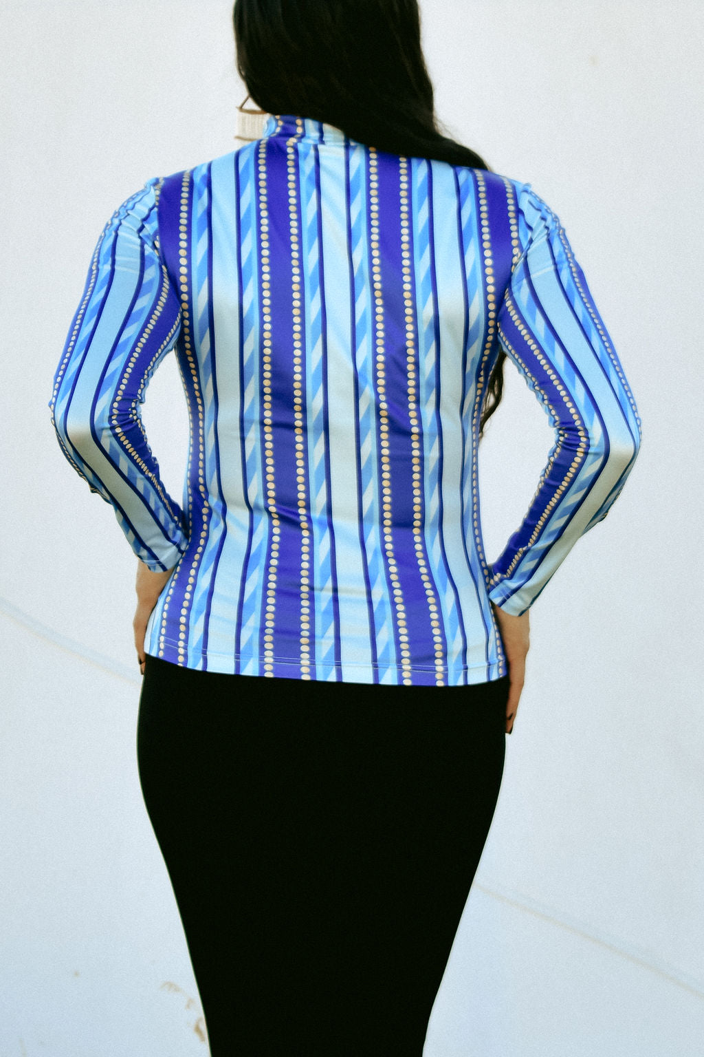 Patterned Mock Neck Top