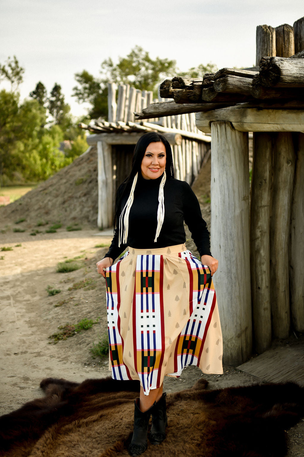 Geometric Arrowhead Midi Skirt
