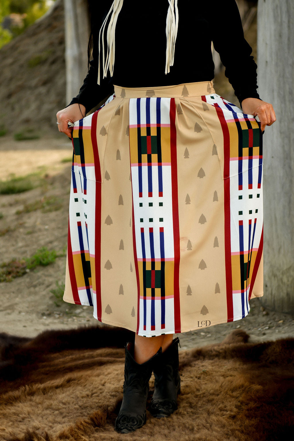 Geometric Arrowhead Midi Skirt