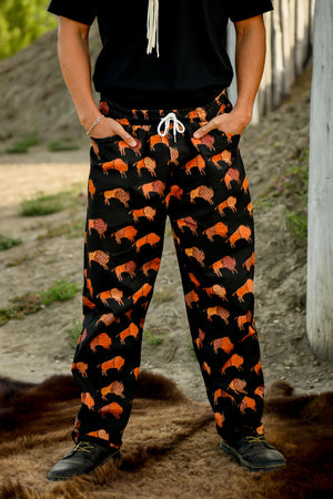 Ledger Bison Cotton Pants -Black