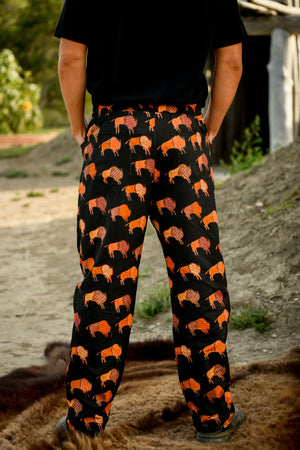 Ledger Bison Cotton Pants -Black