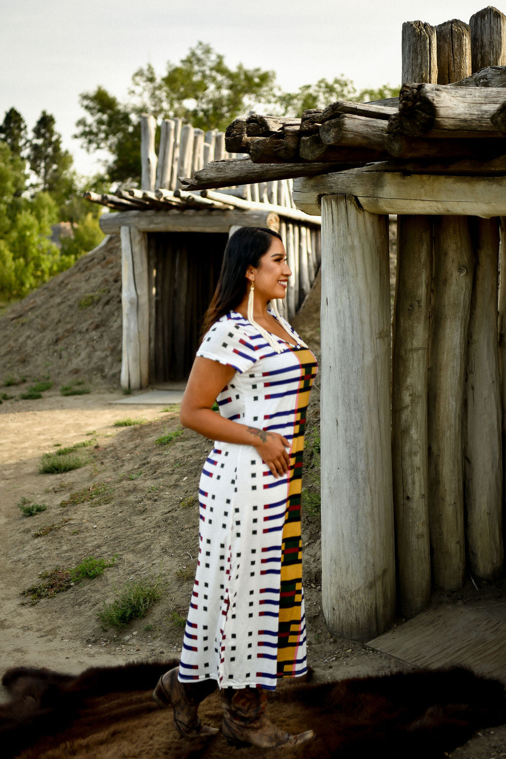 Geometric Design Maxi Dress