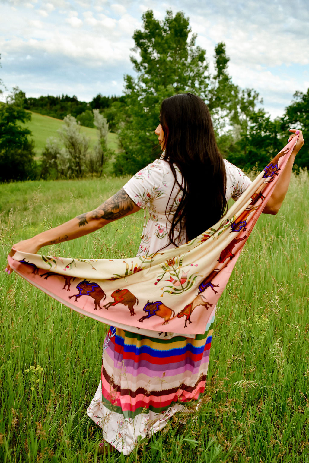 Bison Floral Silk Scarf