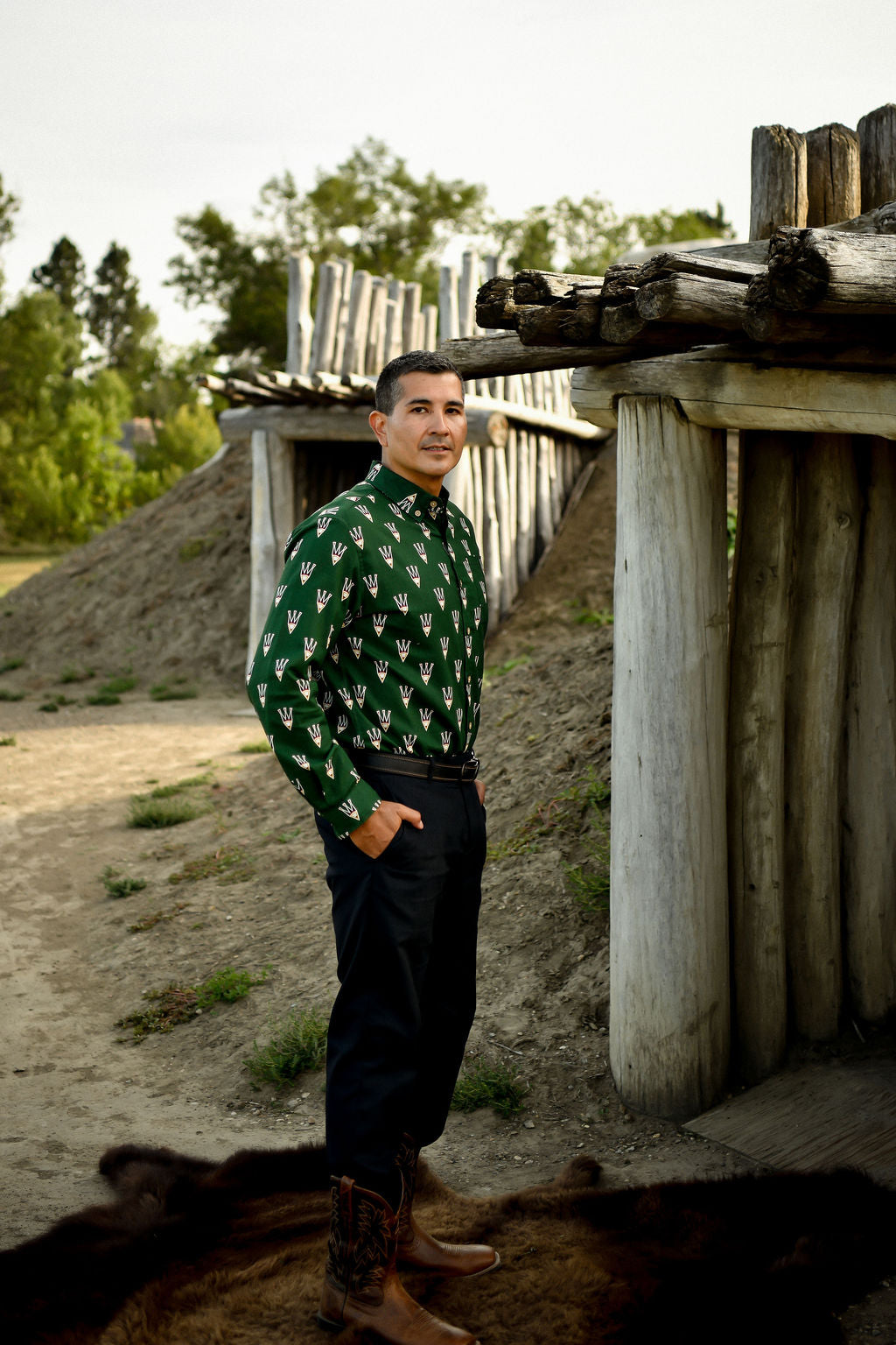 Feathers Cotton Button Up