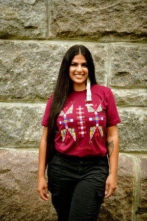 Geometric Design Tee - Maroon