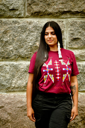 Geometric Design Tee - Maroon