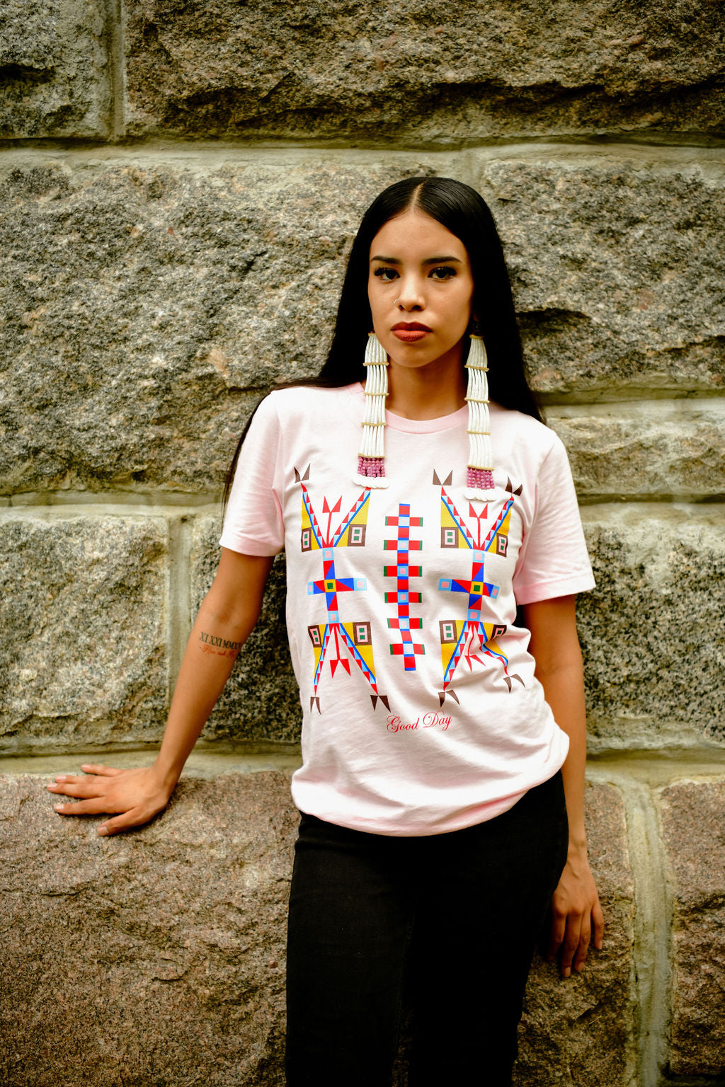 Geometric Design Tee - Pink