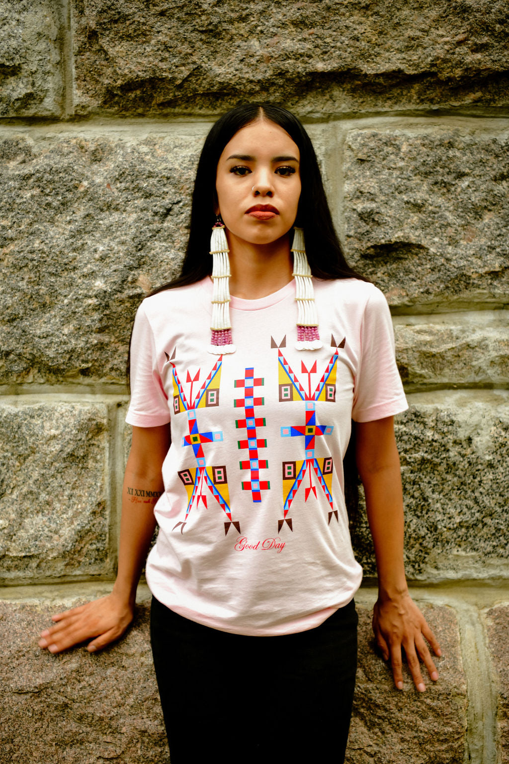 Geometric Design Tee - Pink