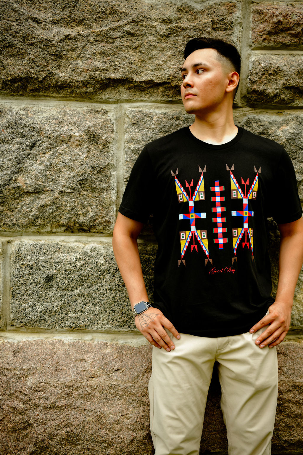 Geometric Design Tee - Black