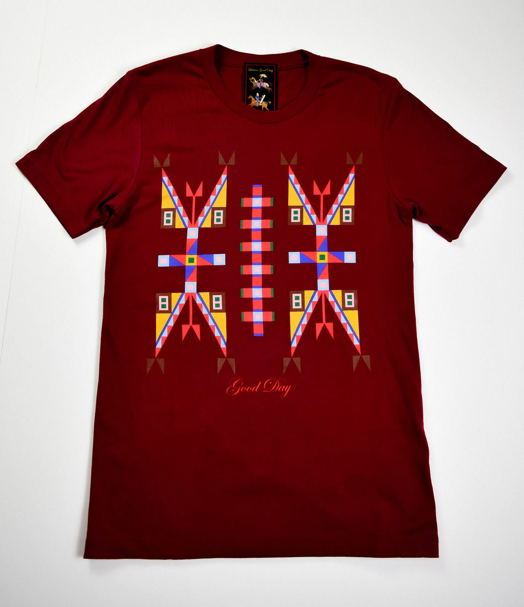 Geometric Design Tee - Maroon