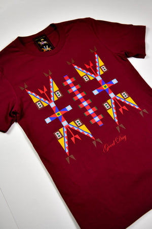 Geometric Design Tee - Maroon