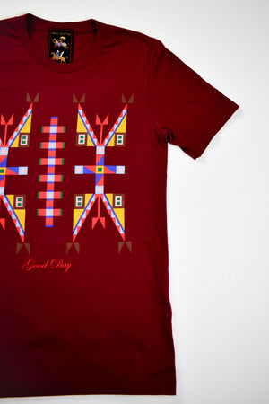 Geometric Design Tee - Maroon