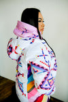 Geometric Ribbons Down Puffer Jacket