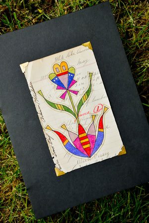 "My Garden, Floral 1" Original Ledger Drawing