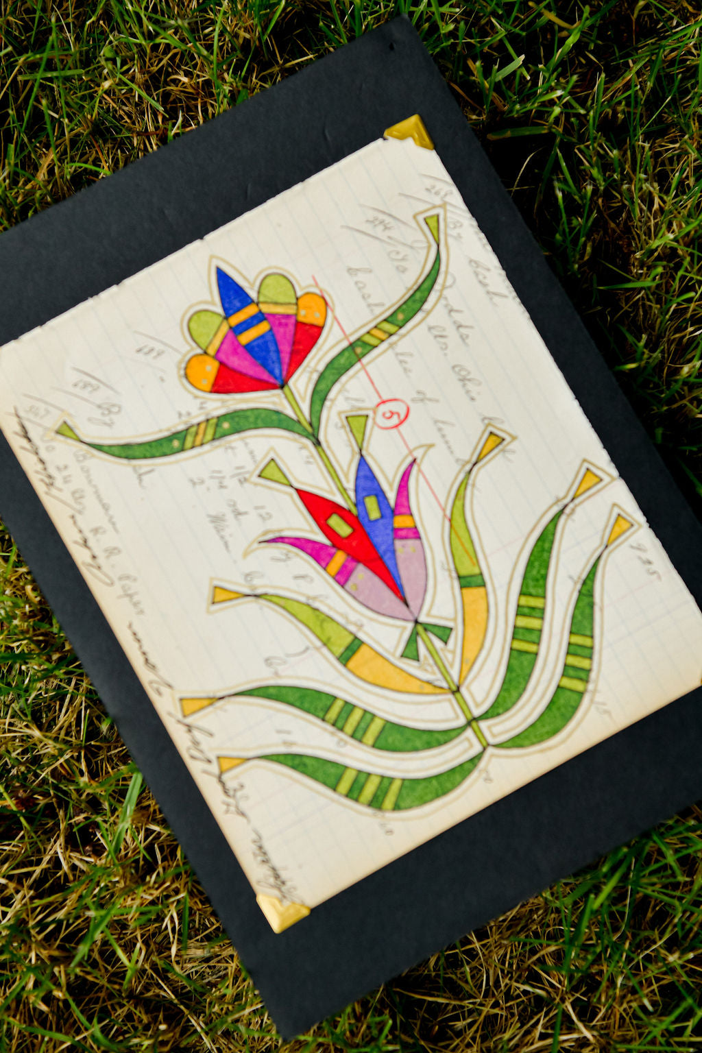 "My Garden, Floral 6" Original Ledger Drawing