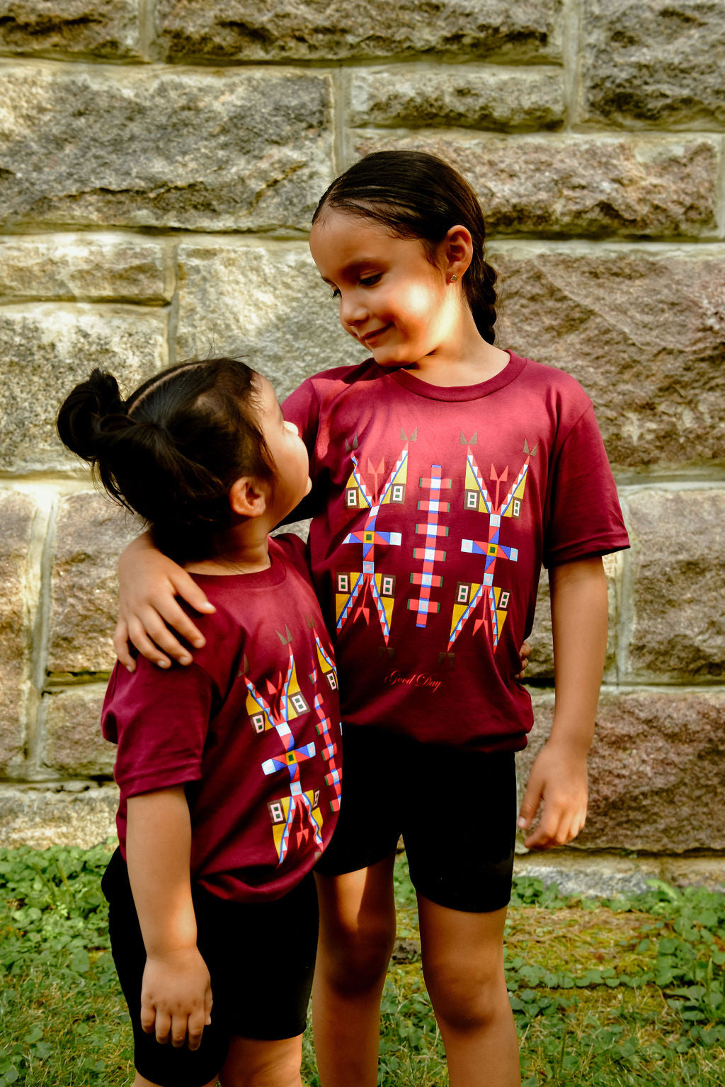 Geometric Design Tee - Maroon - YOUTH