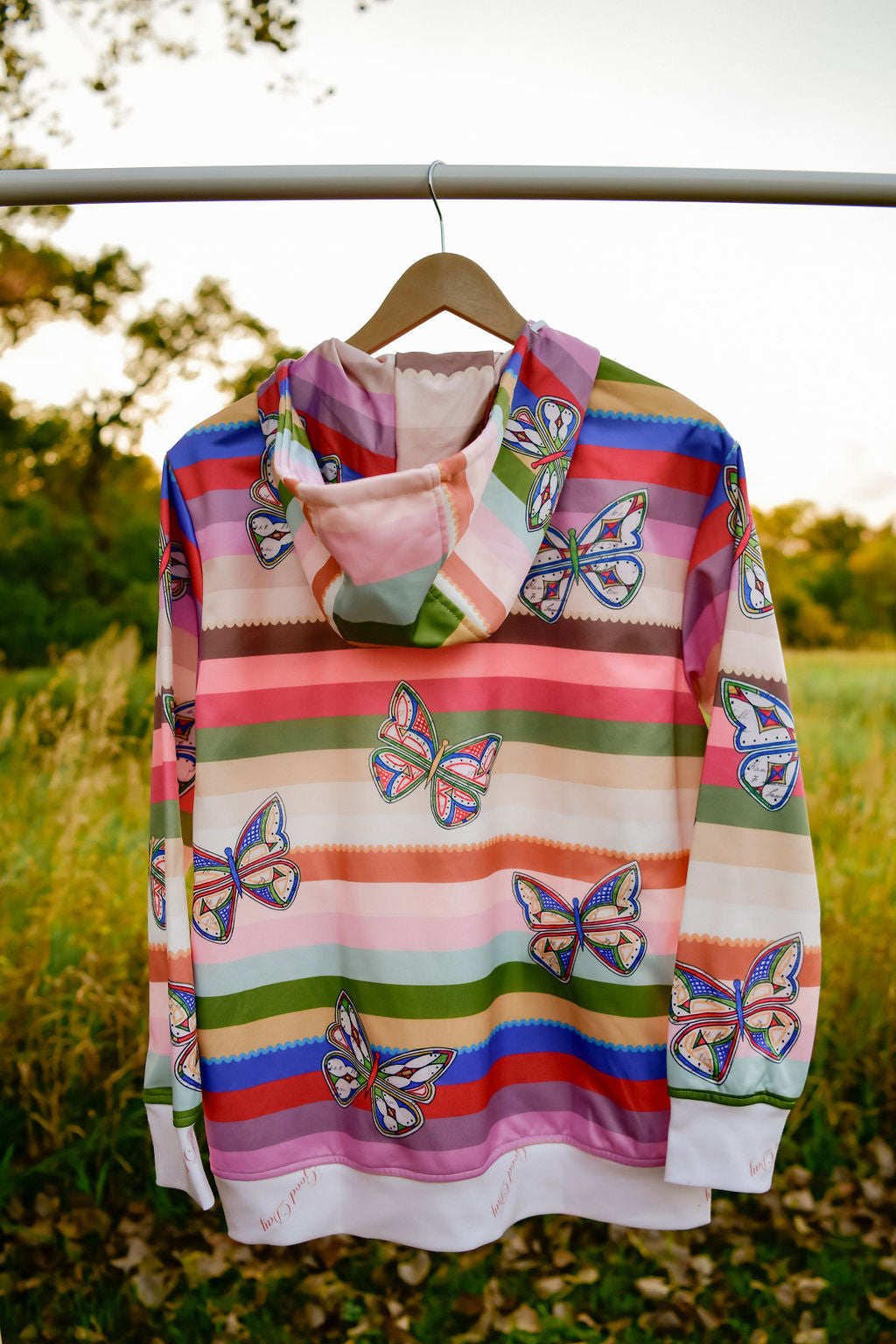 Ribbons Butterfly Zip Pocket Hoodie