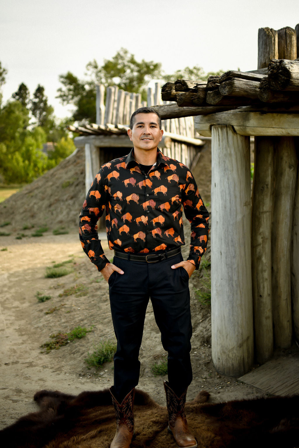 Ledger Bison Cotton Button Up