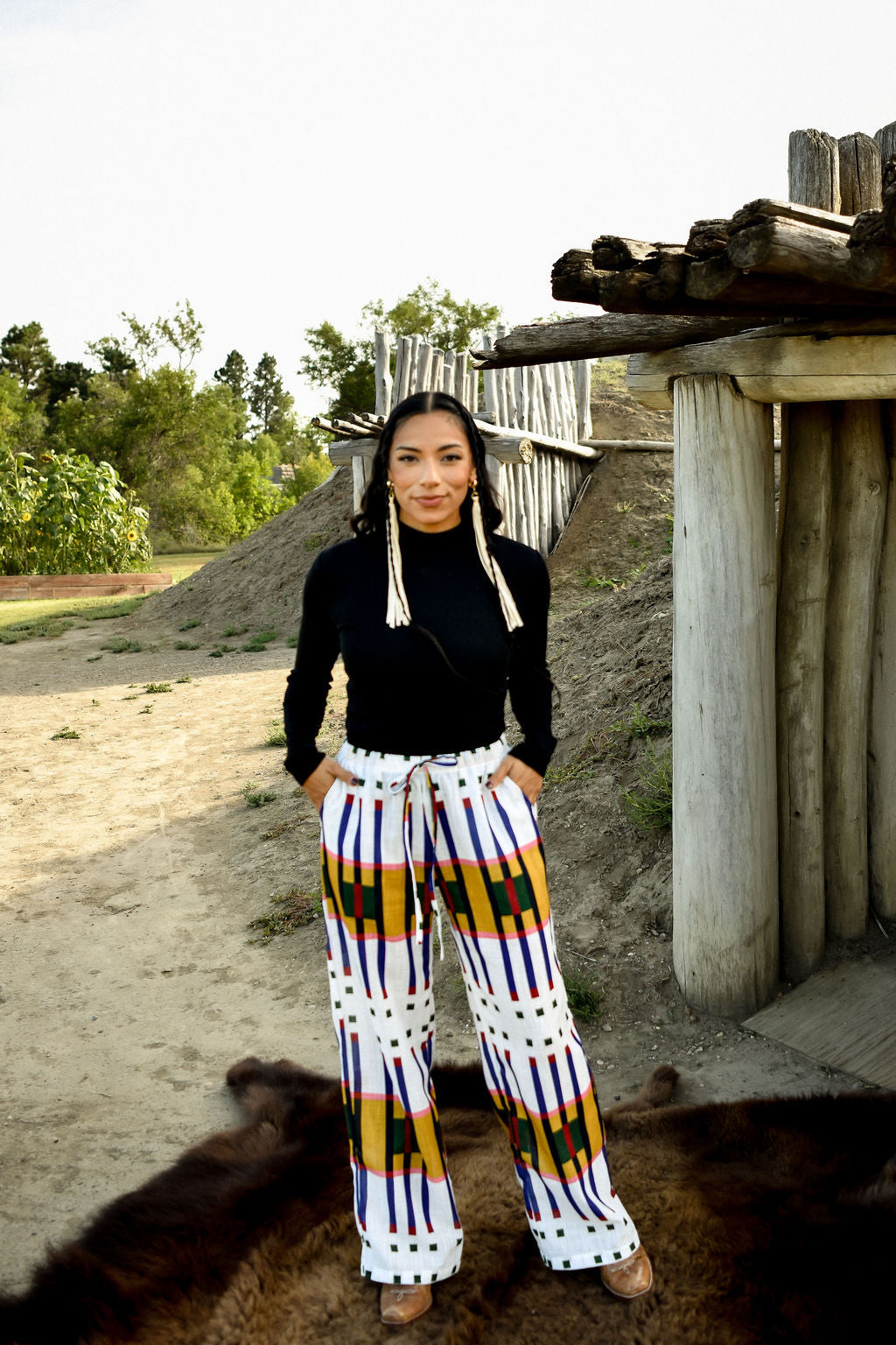 Geometric Wide Leg Pants