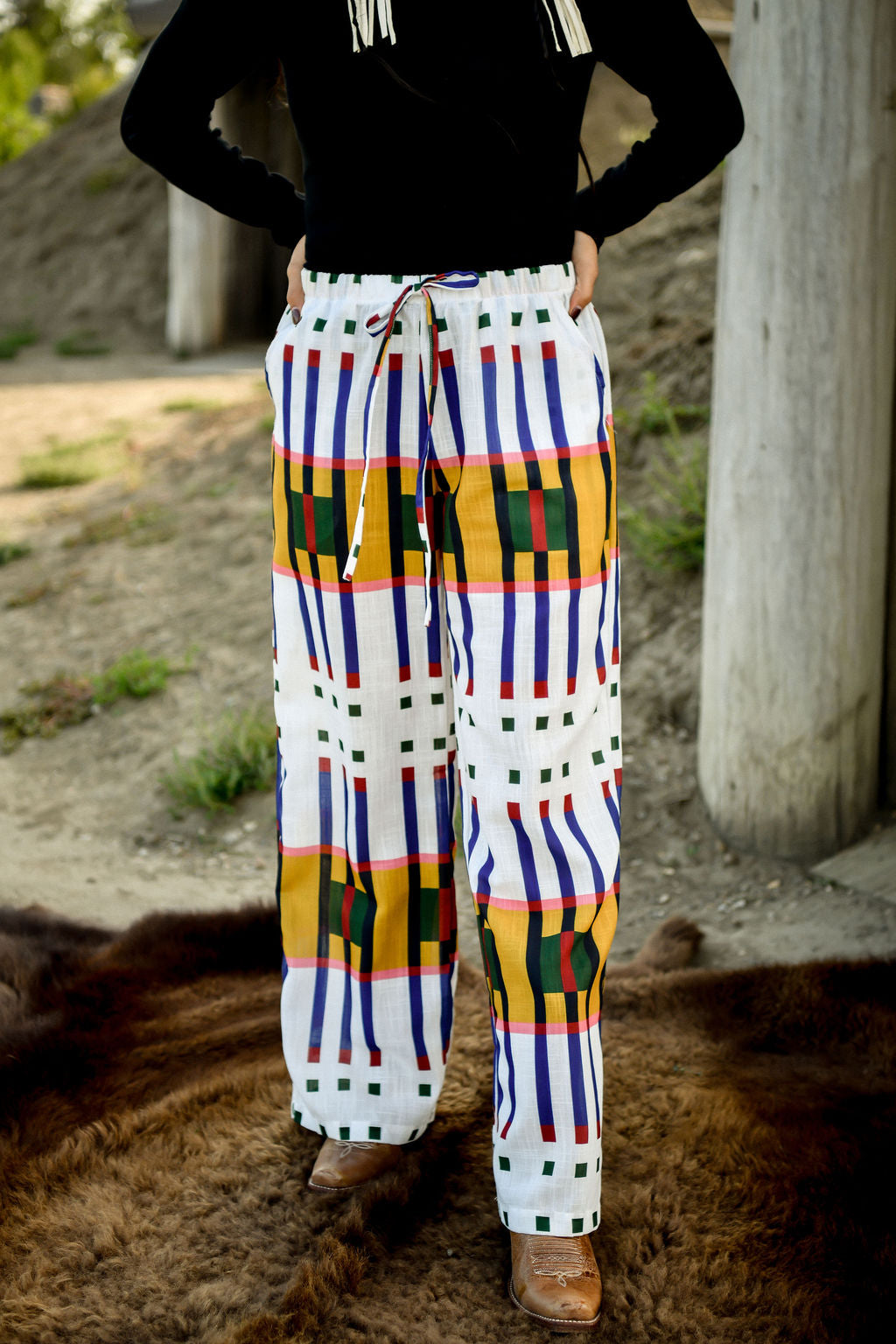Geometric Wide Leg Pants