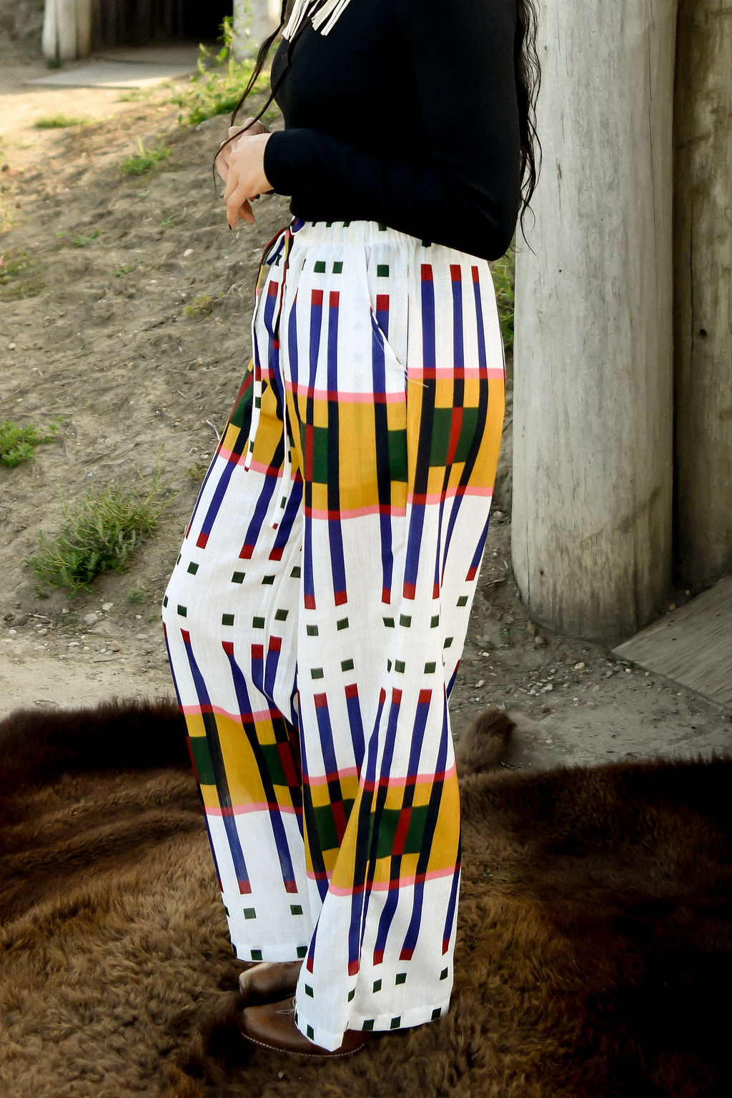 Geometric Wide Leg Pants