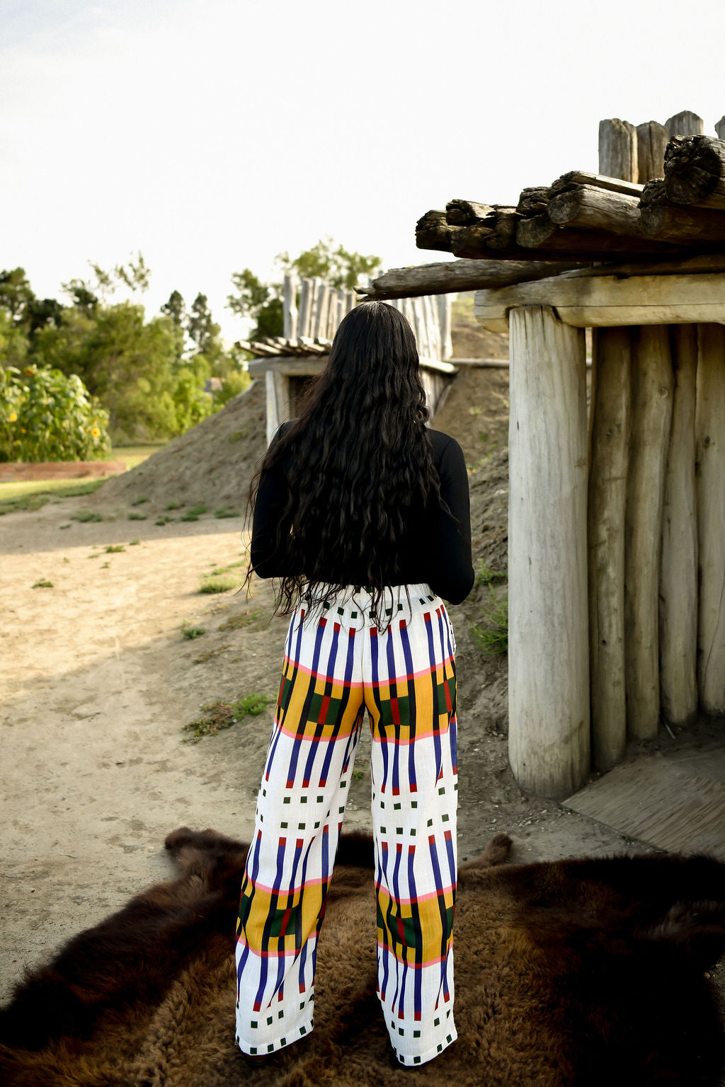 Geometric Wide Leg Pants