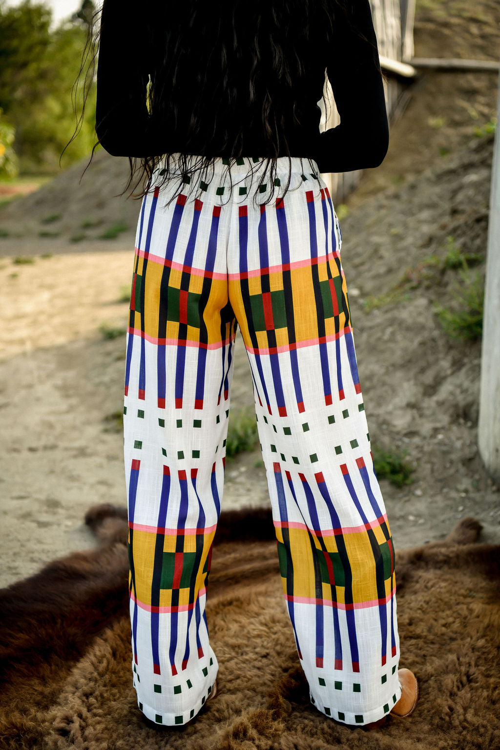 Geometric Wide Leg Pants