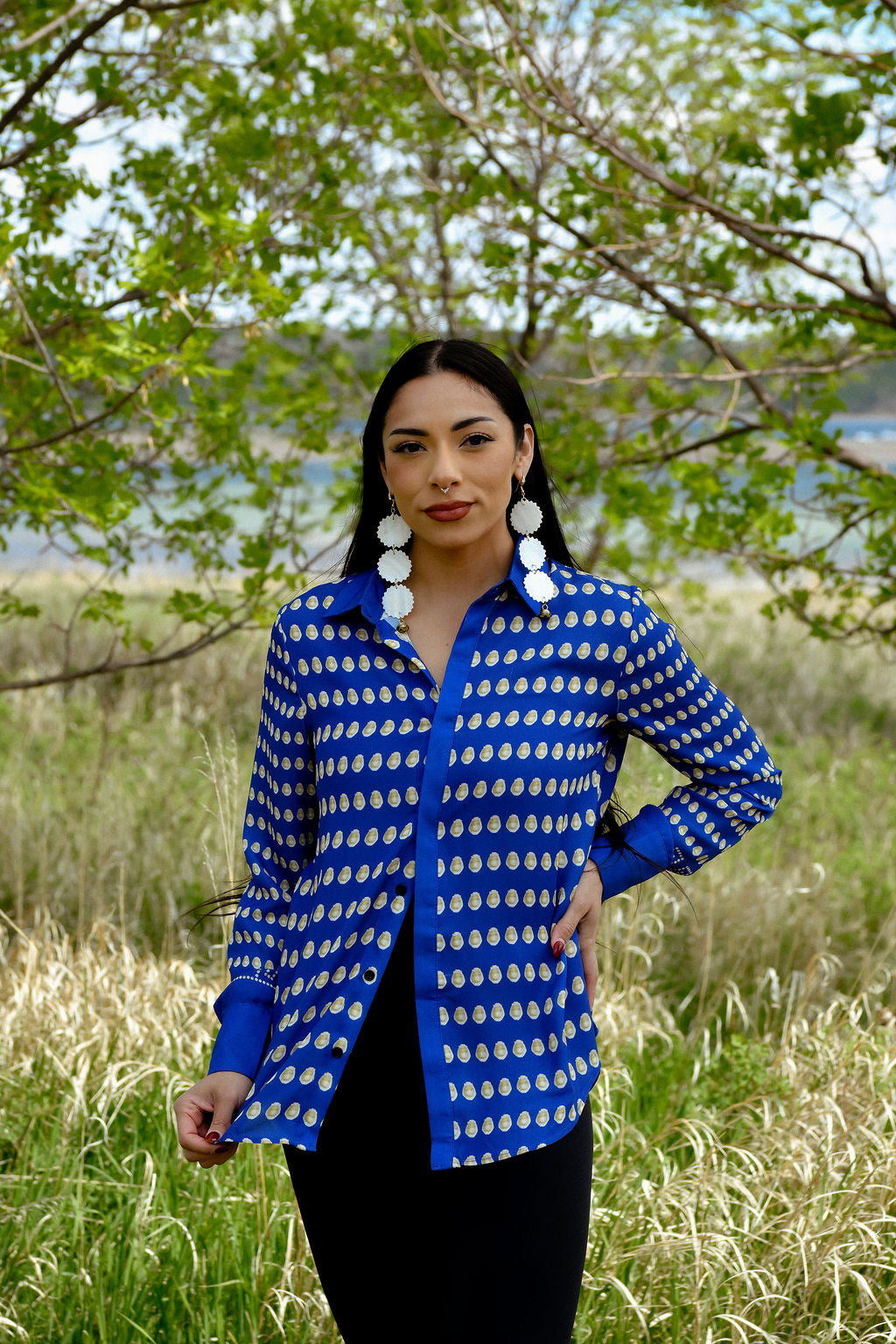 Cowrie Chiffon Button Blouse