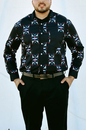 Geometric Pattern Button Up