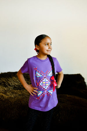 Geometric Cross Cotton Tee - YOUTH Purple