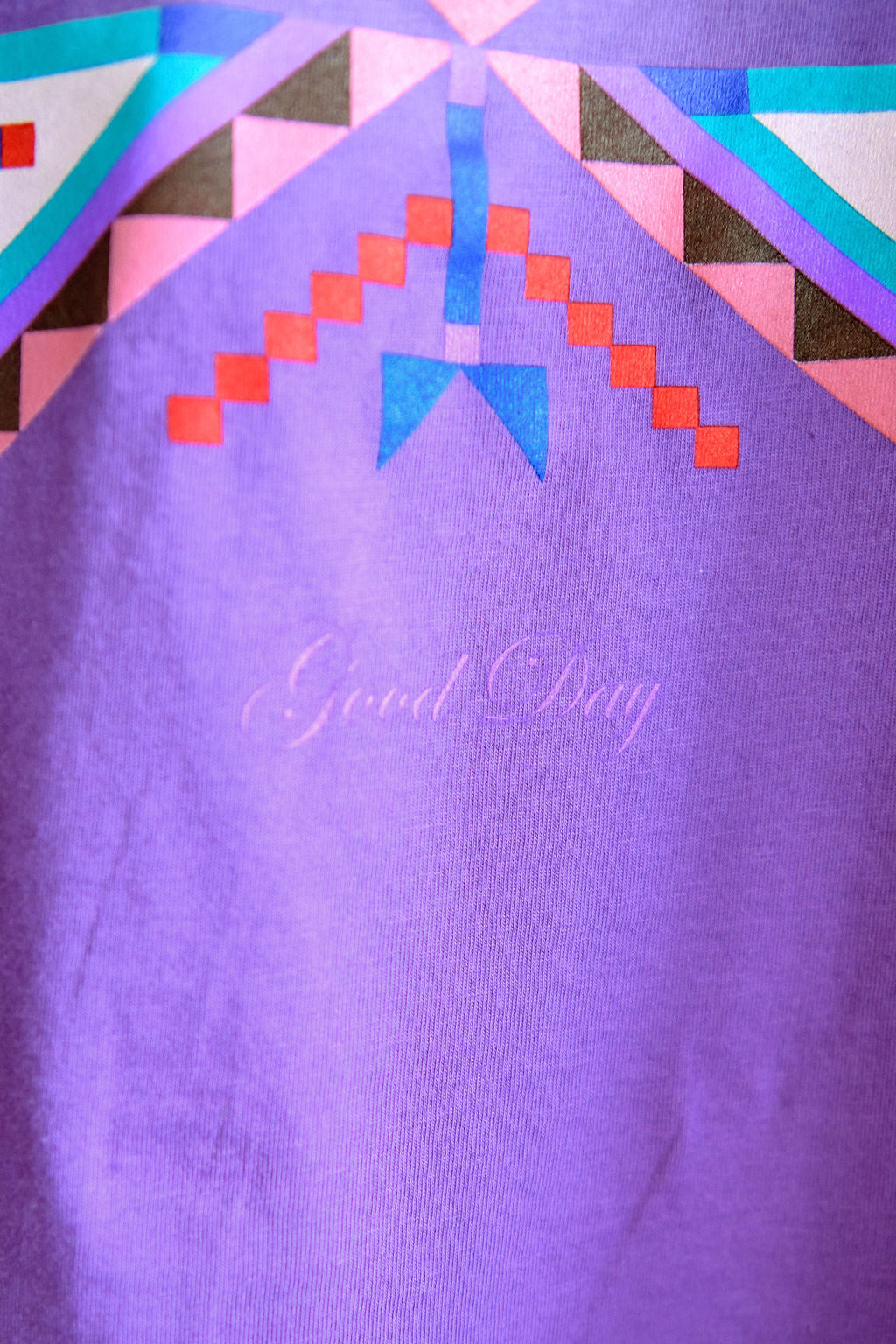 Geometric Cross Cotton Tee - Purple