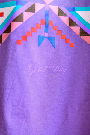 Geometric Cross Cotton Tee - Purple