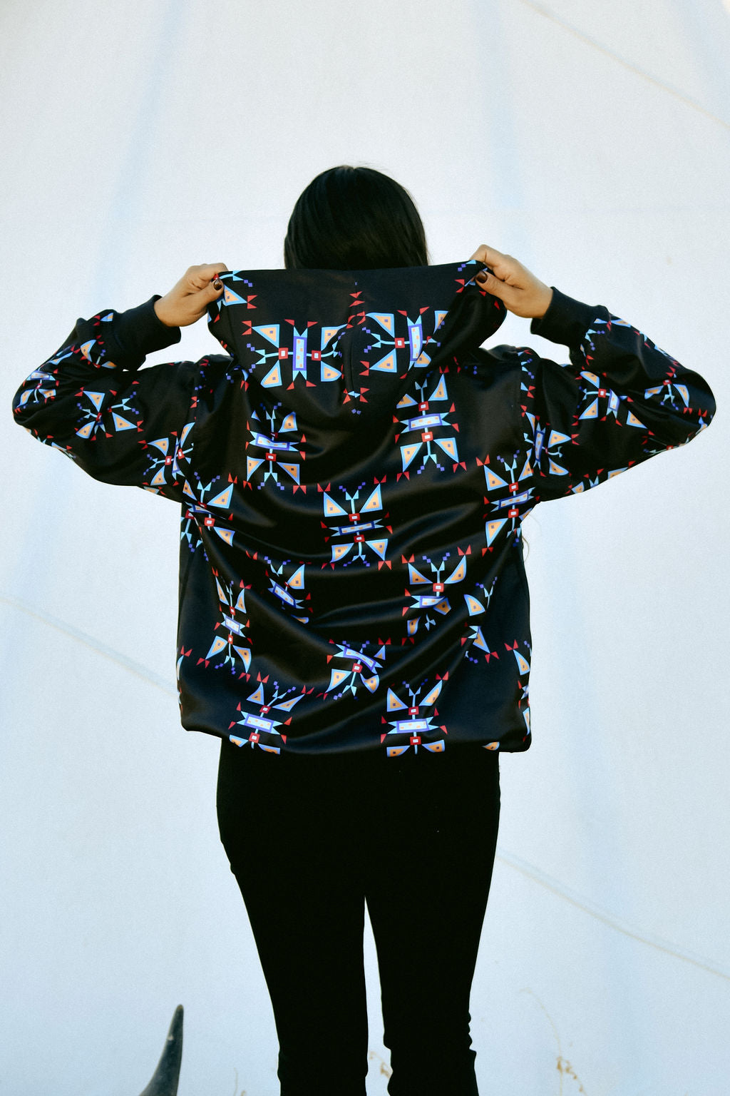 Geometric Pattern Zip Up Hoodie