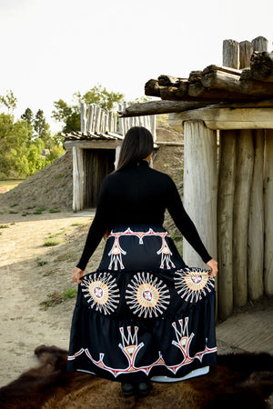 Painted Design Tiered Maxi Skirt