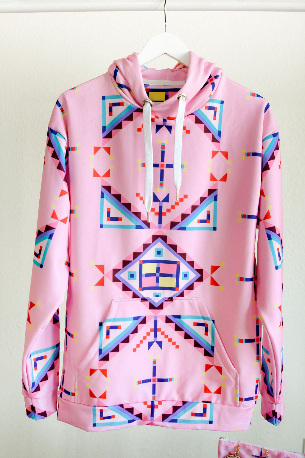 Pink Geometric Hoodie