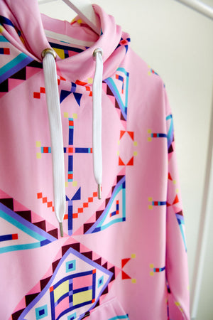 Pink Geometric Hoodie