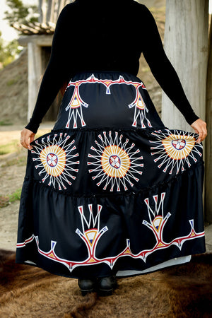 Painted Design Tiered Maxi Skirt