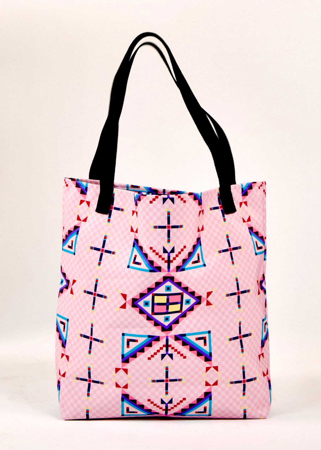 Pink Geometric Block Tote