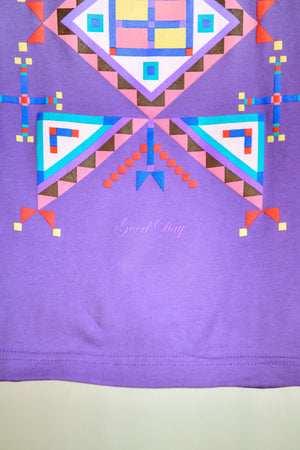 Geometric Cross Cotton Tee - YOUTH Purple