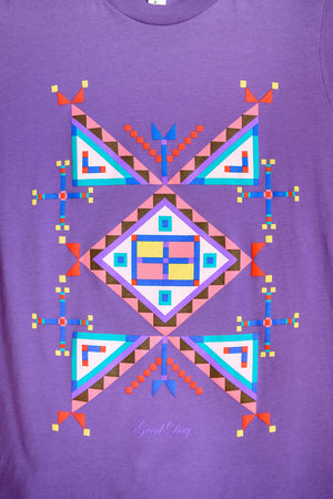 Geometric Cross Cotton Tee - YOUTH Purple